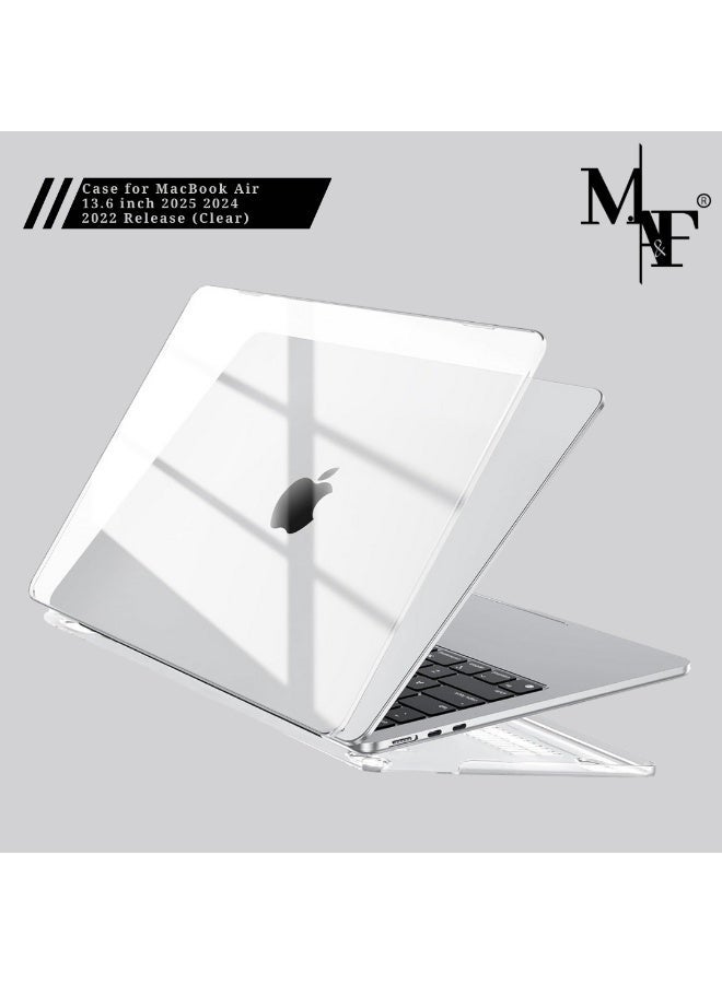 M.A&F's Case Compatible for New MacBook Air 13.6 inch 2025 2024 2022 Release,M4 A3240 M3 A3113 M2 A2681 Touch ID,M2 M3 M4 Air 13" Laptop Protective Plastic Hard Shell Cover,Smooth Shiny,Crystal Clear